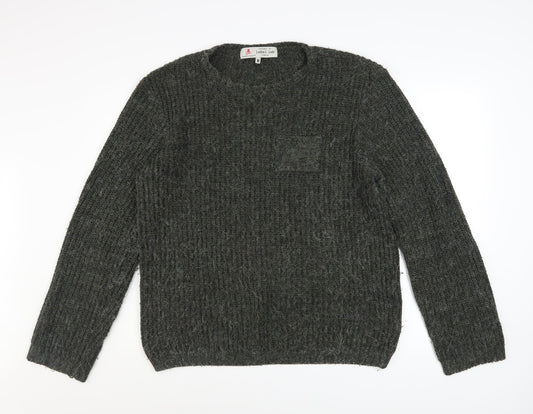 Label Lab Men's Grey Wool Blend Chunky Knit Jumper Size M