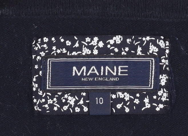 Maine New England Women’s Blue Striped Cotton Boat Neck Jumper Size 10