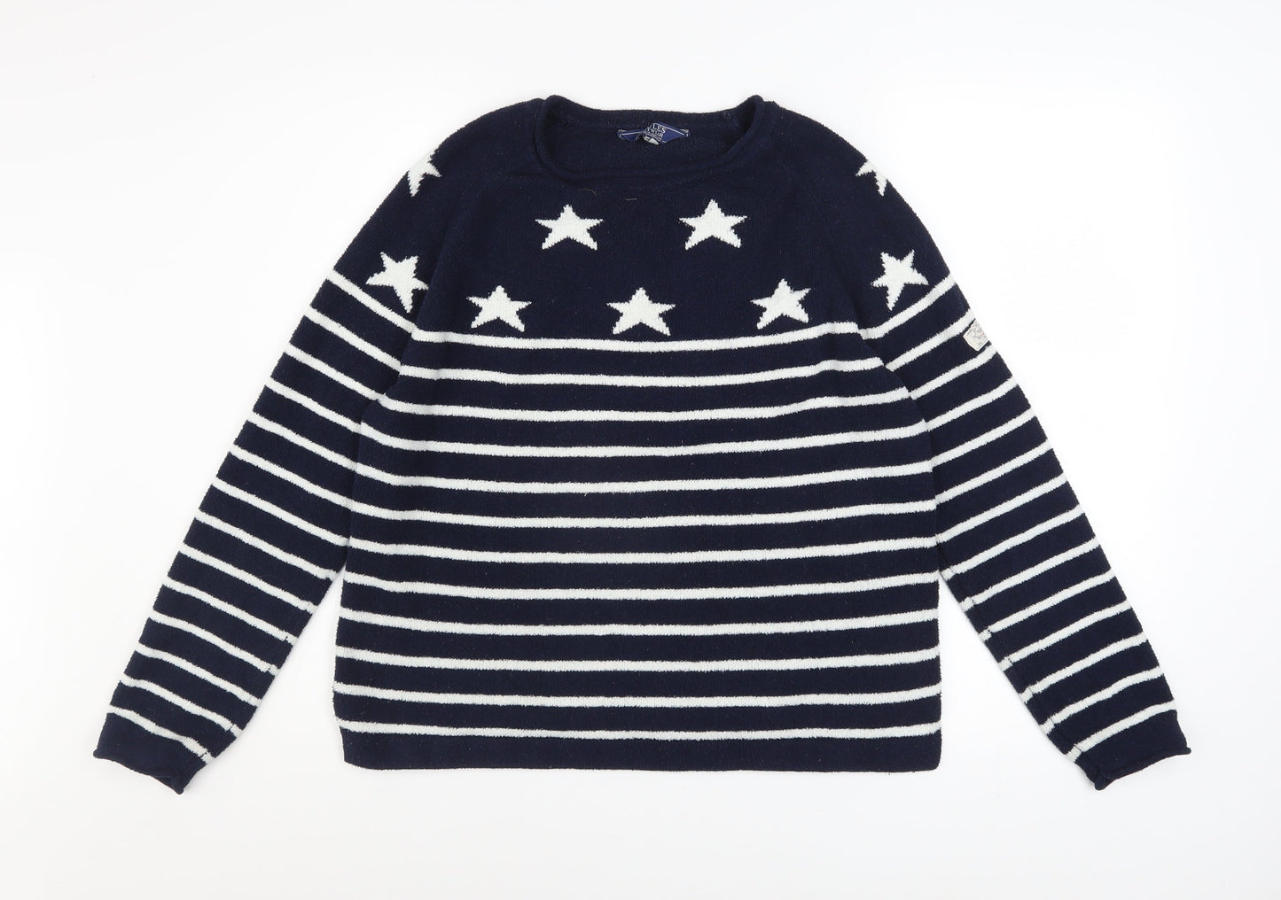 Joules Women's Navy White Star Stripe Pullover Sweatshirt Size 12