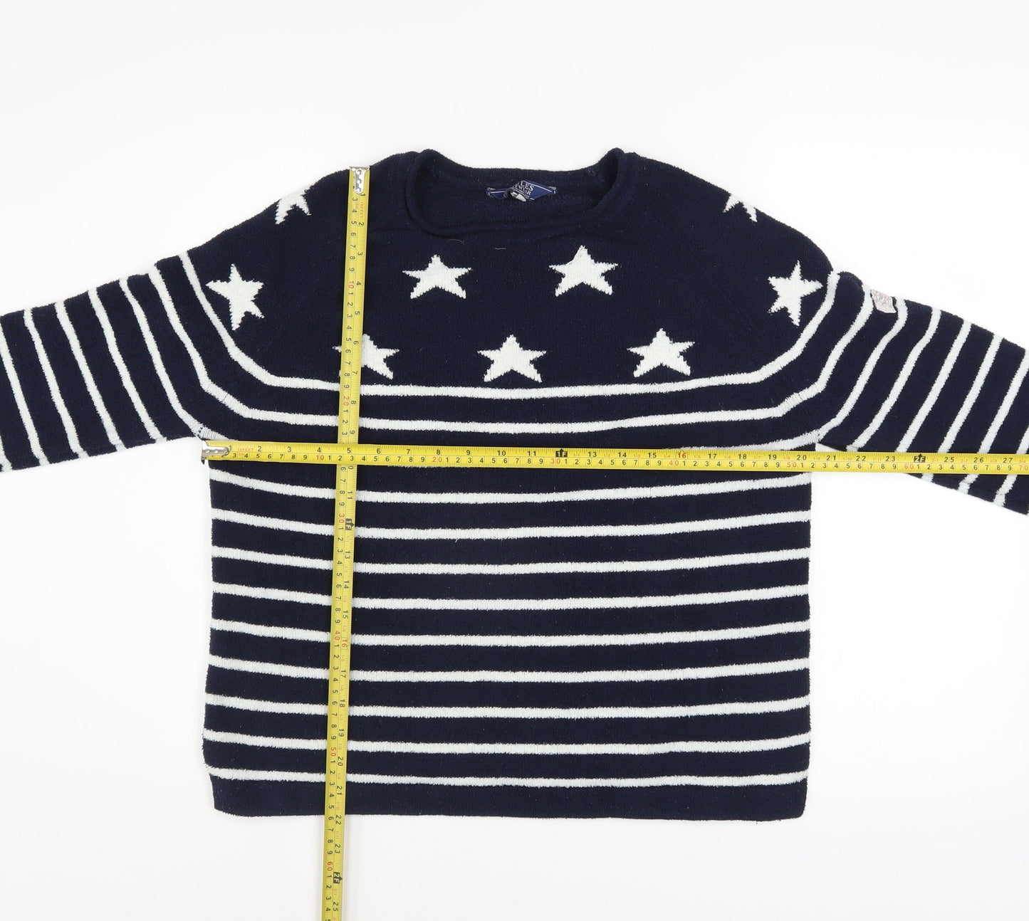 Joules Women's Navy White Star Stripe Pullover Sweatshirt Size 12