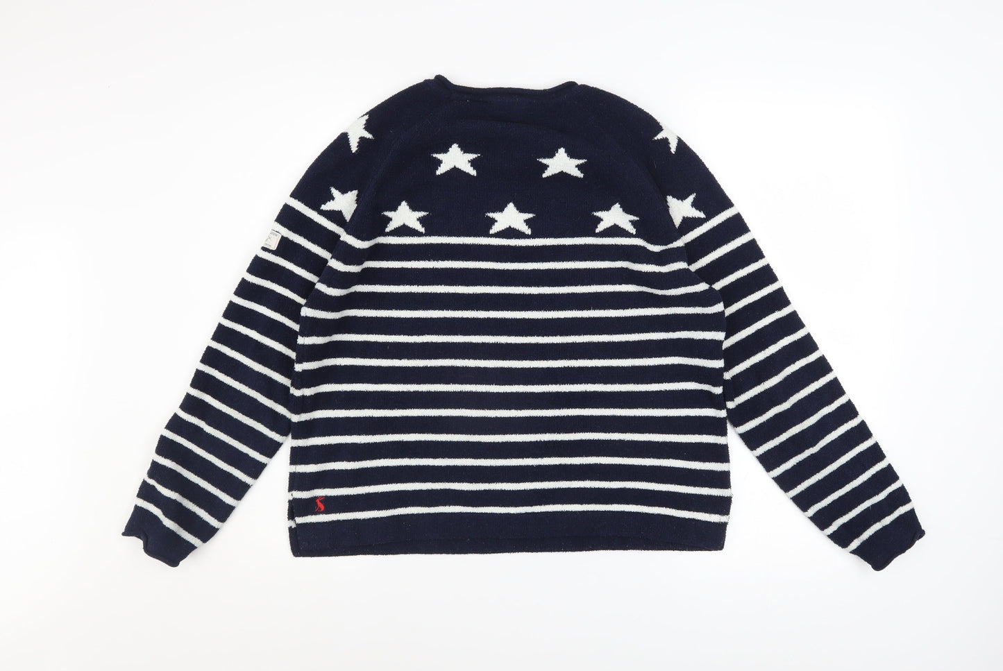 Joules Women's Navy White Star Stripe Pullover Sweatshirt Size 12