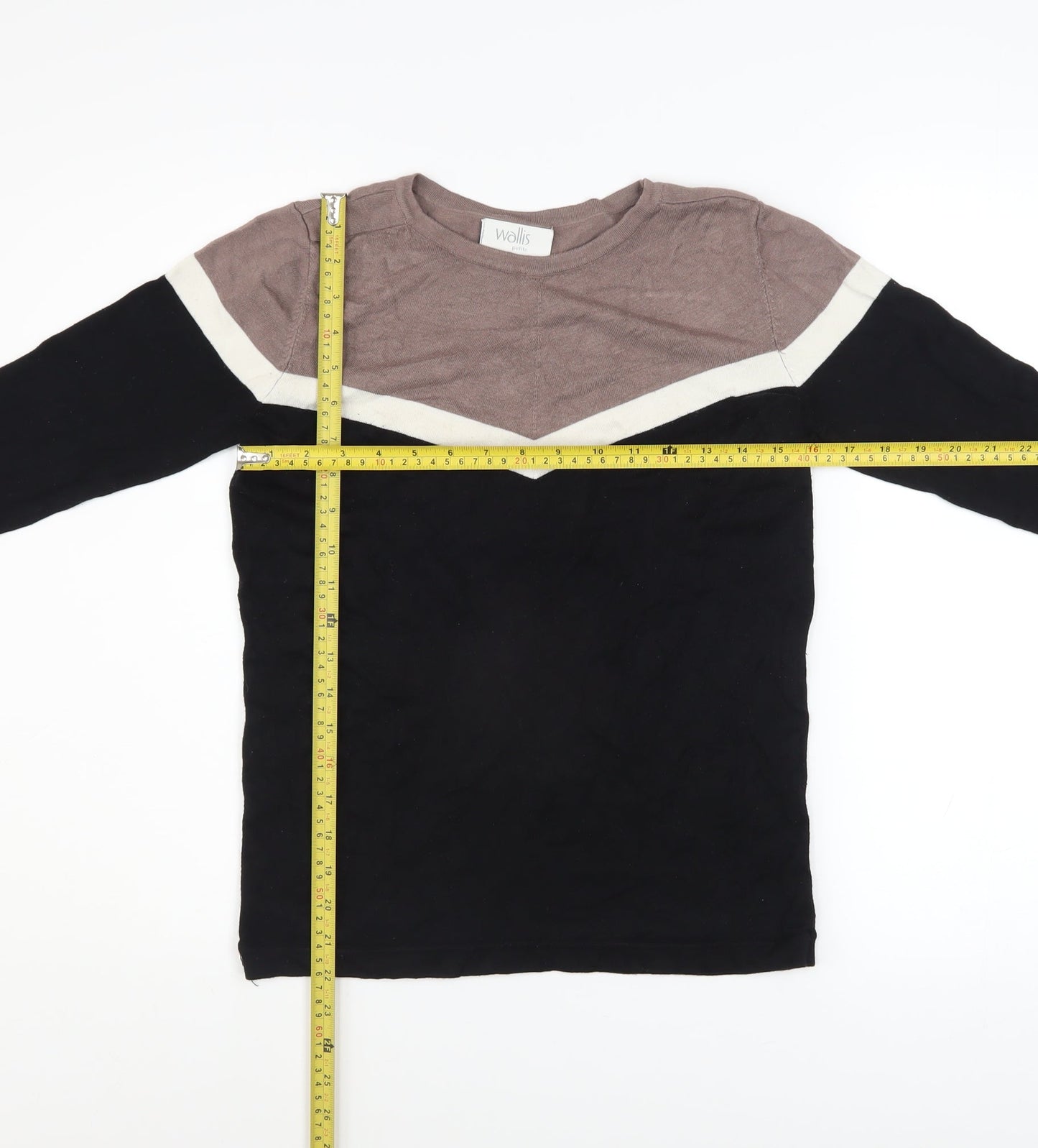 Wallis Petite Women's Black Colourblock Long Sleeve Pullover Jumper Size 10