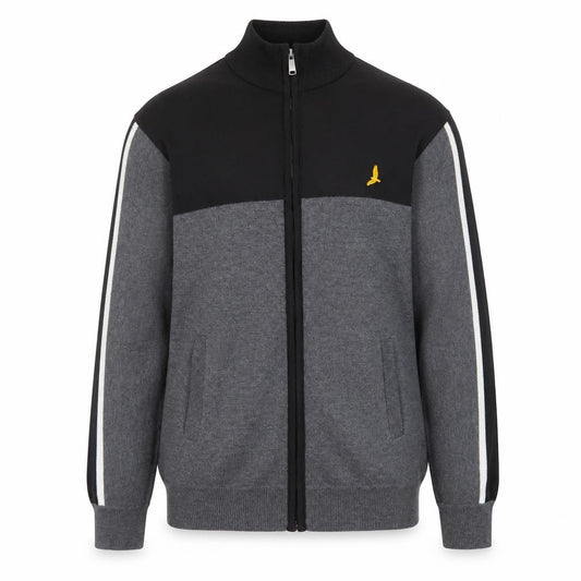 Brave Soul Men's Grey & Black Track Jacket M Full Zip Polyester