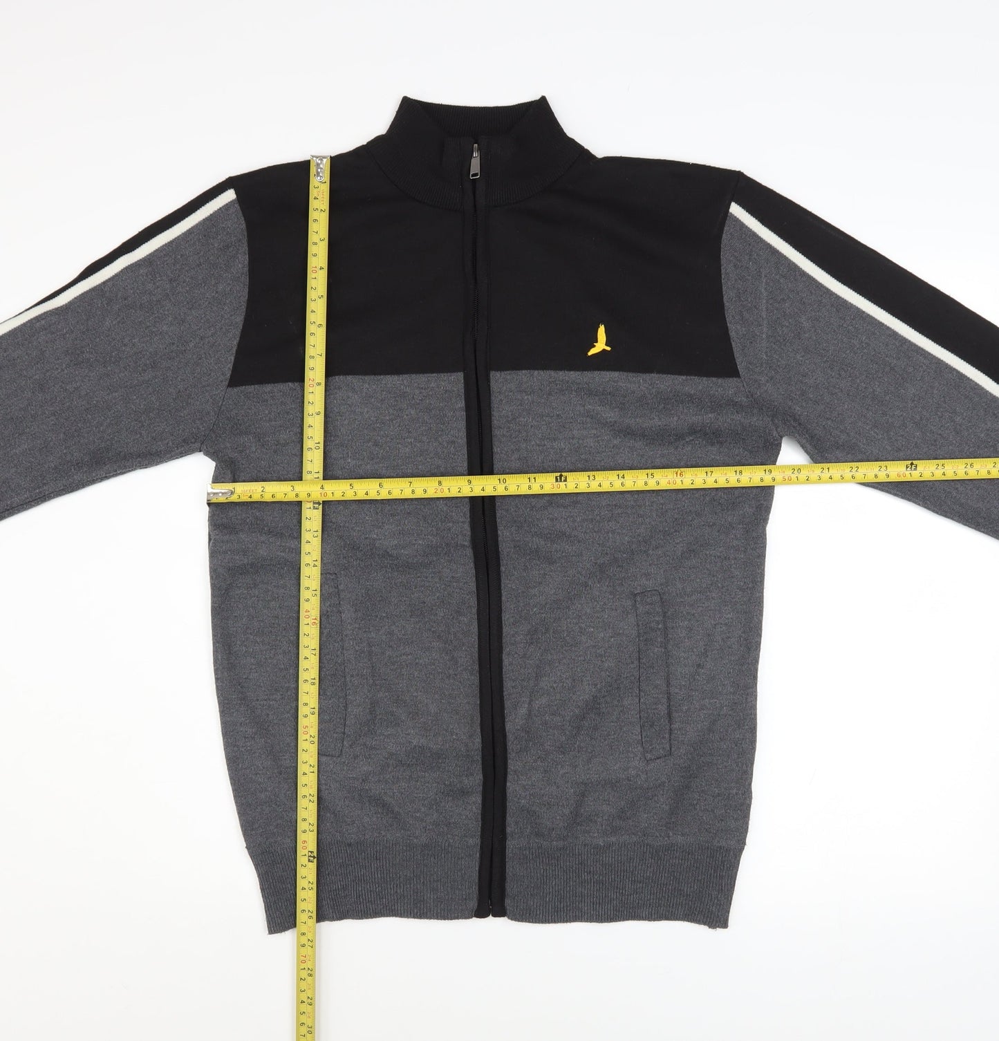 Brave Soul Men's Grey & Black Track Jacket M Full Zip Polyester