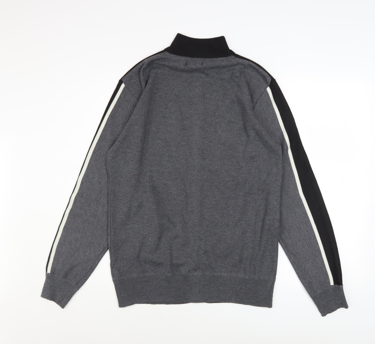 Brave Soul Men's Grey & Black Track Jacket M Full Zip Polyester