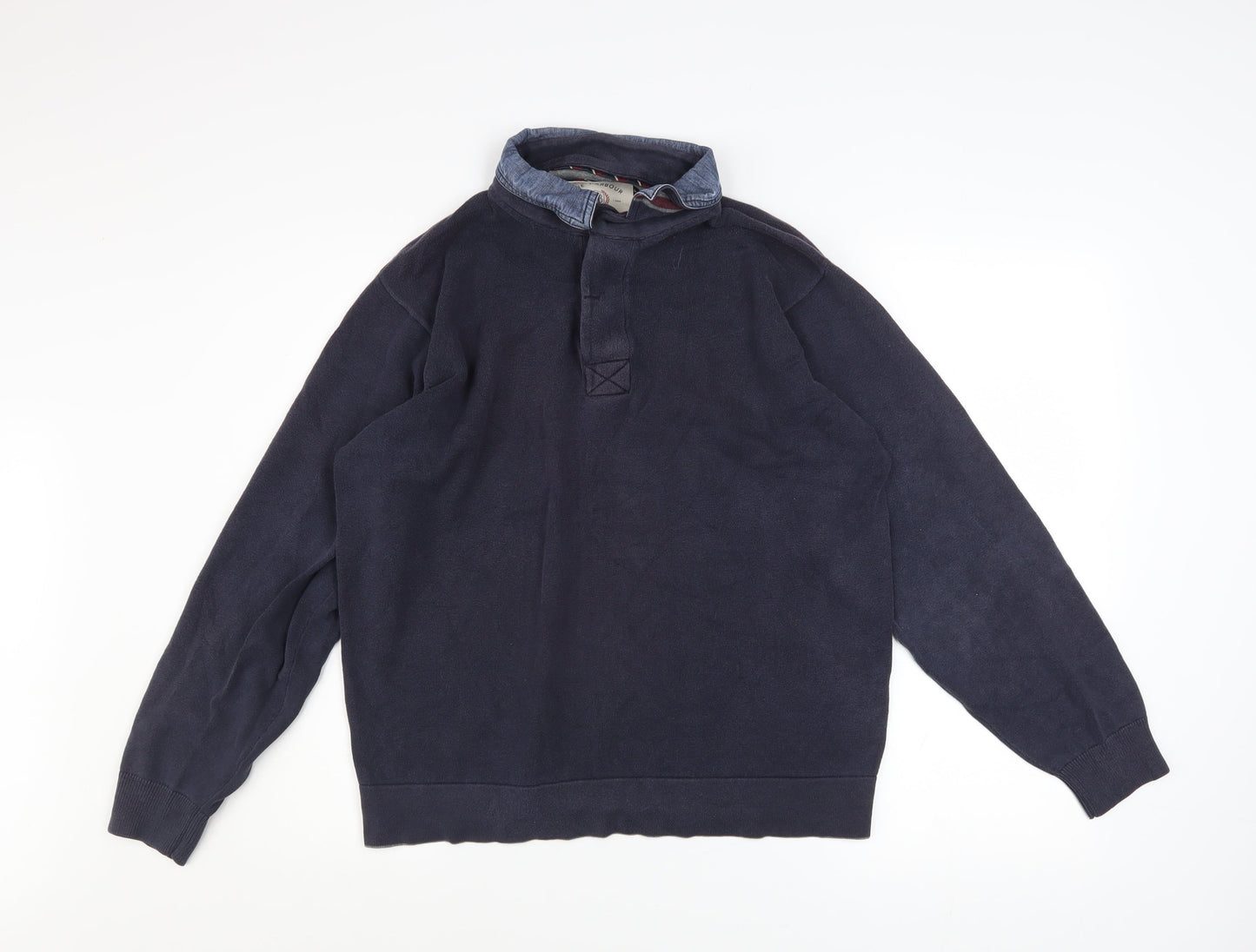 Marks and Spencer Blue Harbour Men’s Blue Medium Rugby Collar Sweatshirt