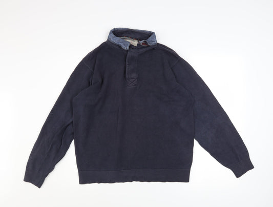 Marks and Spencer Blue Harbour Men’s Blue Medium Rugby Collar Sweatshirt