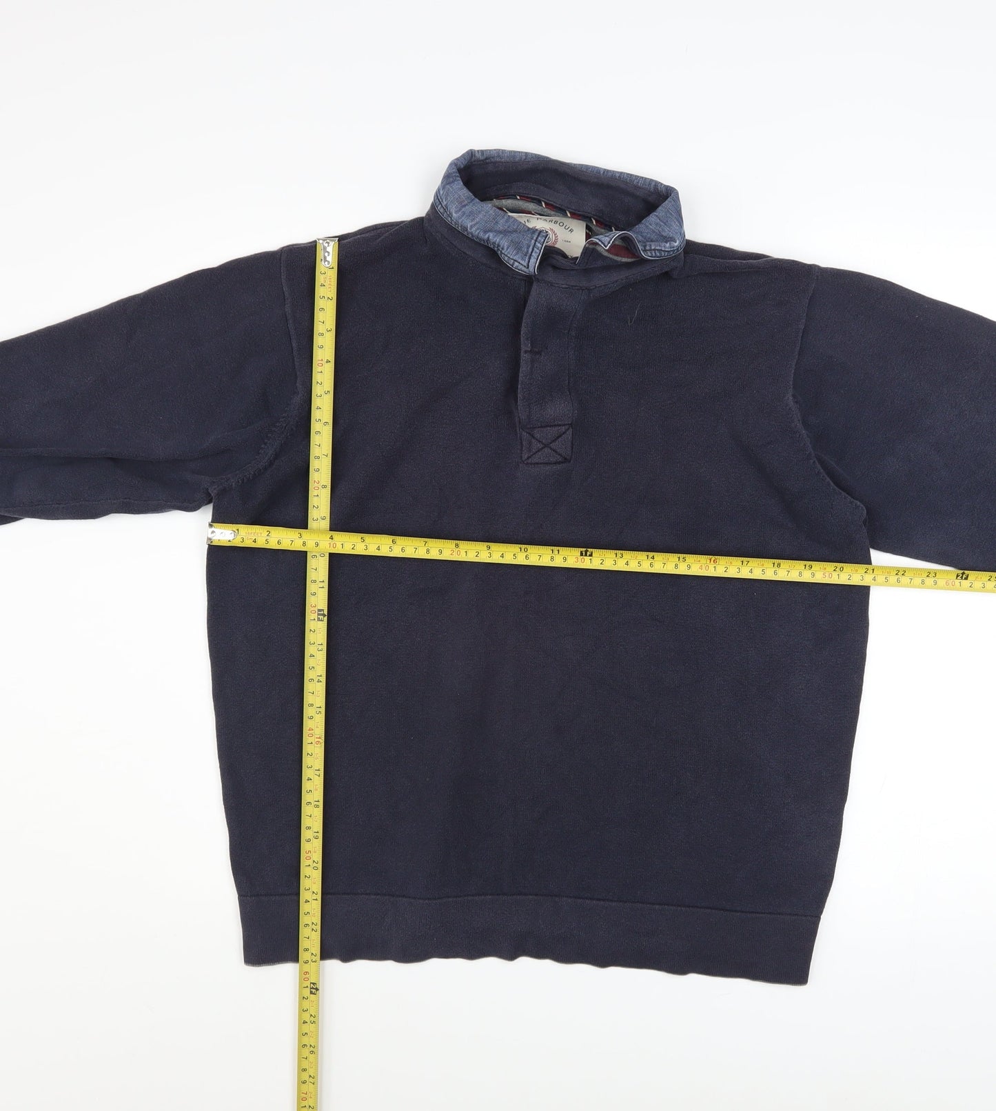 Marks and Spencer Blue Harbour Men’s Blue Medium Rugby Collar Sweatshirt