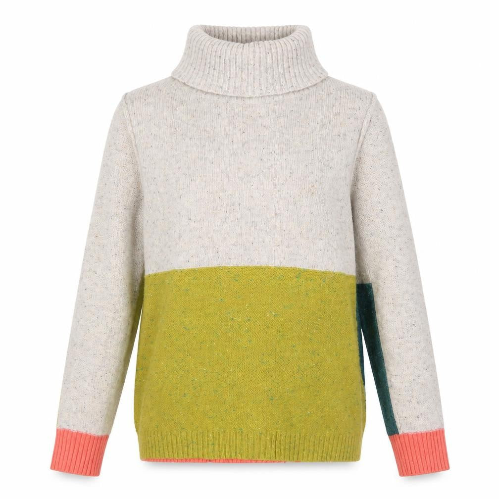 White Stuff Women’s Multicoloured Roll Neck Chunky Knit Jumper Size 10