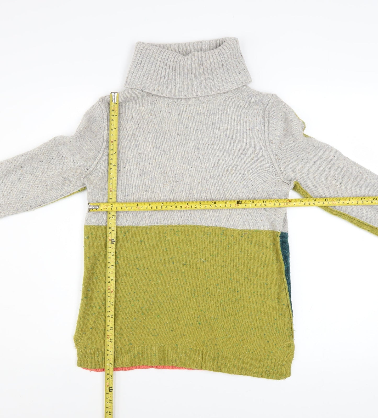 White Stuff Women’s Multicoloured Roll Neck Chunky Knit Jumper Size 10