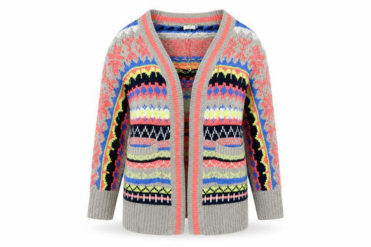 Love Label Women's Multicoloured Fair Isle Knit Cardigan M