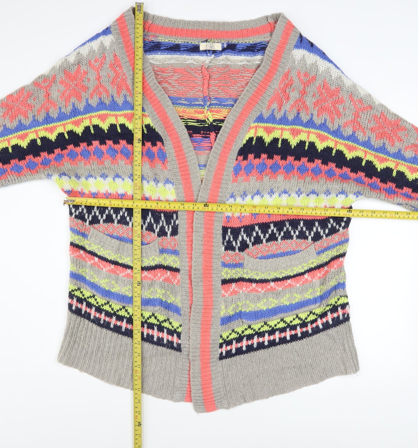 Love Label Women's Multicoloured Fair Isle Knit Cardigan M