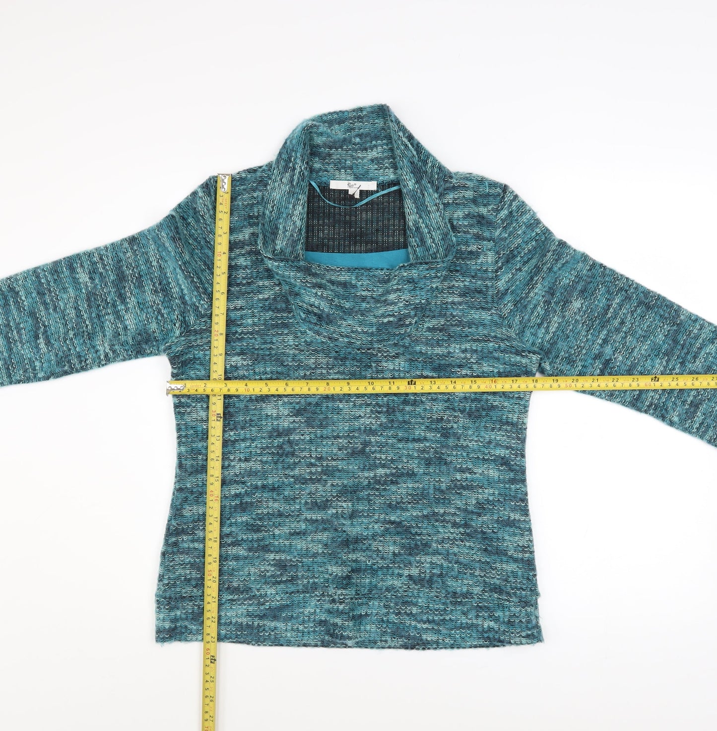Klass Collection Women’s Blue Cowl Neck Knit 3/4 Sleeve Jumper Size M