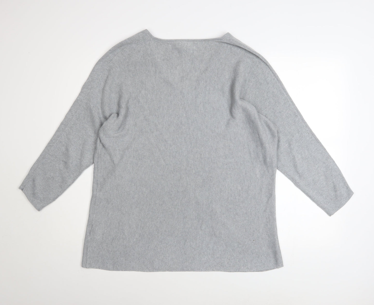 H&M Women Grey V-Neck Long Sleeve Pullover Jumper Size 12