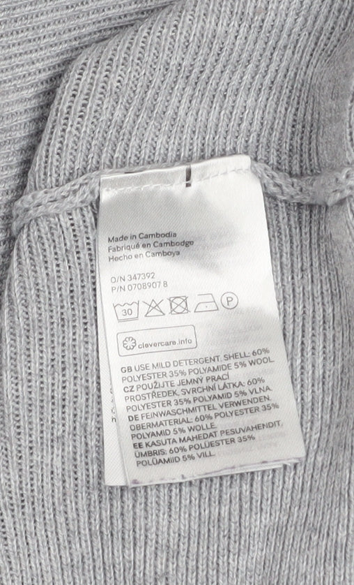 H&M Women Grey V-Neck Long Sleeve Pullover Jumper Size 12