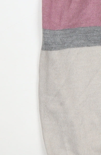 Tu Men's Grey Multicoloured Striped Short Sleeve Knit Polo Shirt M