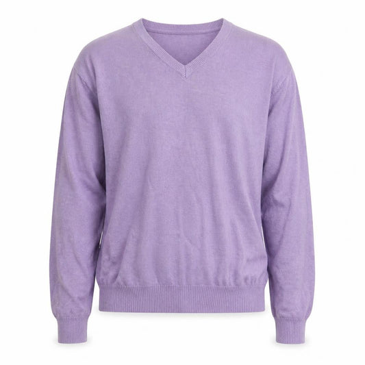 Cotton Traders Men's Purple V-Neck Cotton Jumper M