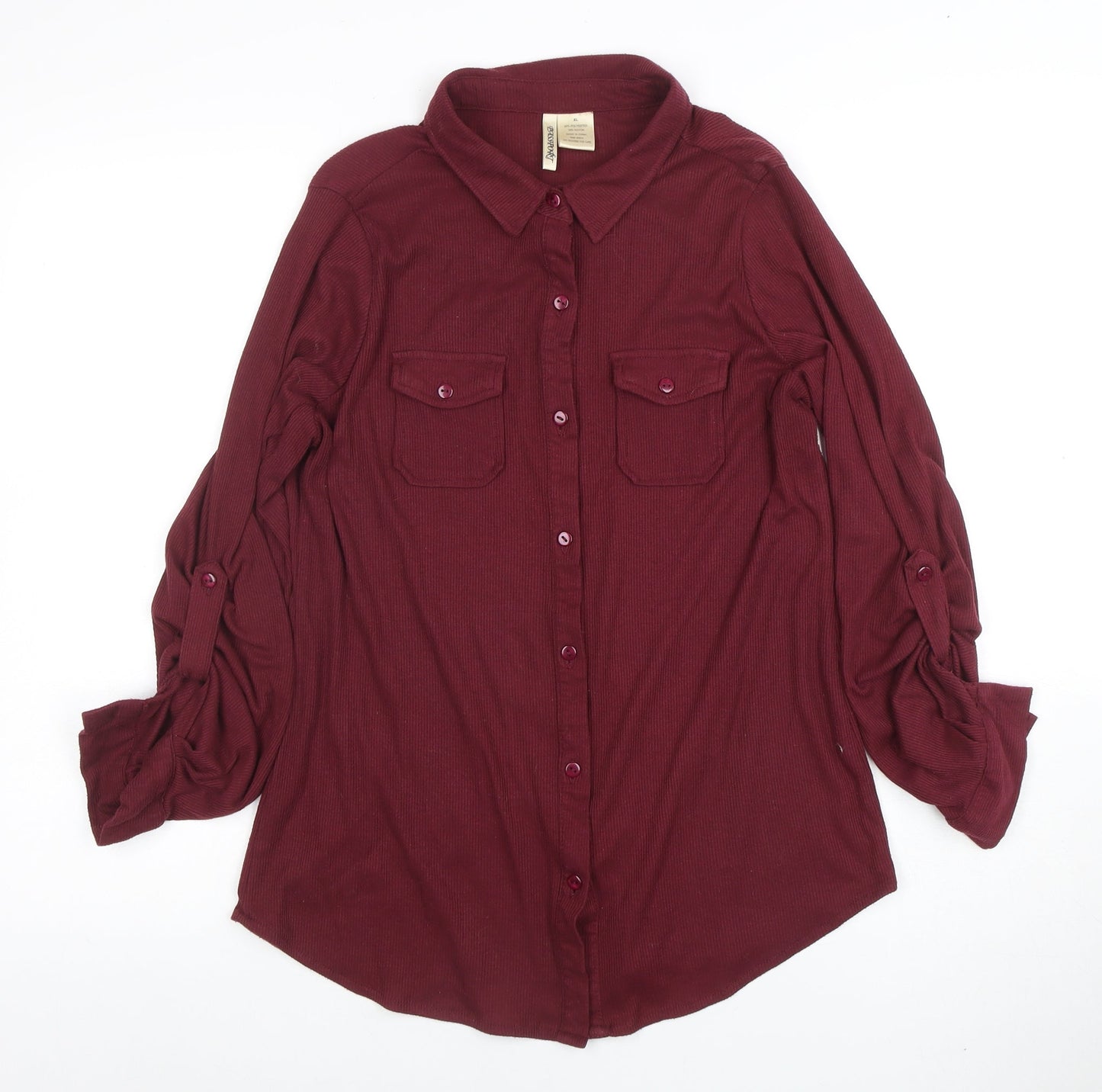 Passport Womens Red Collared Button-Up Long Sleeve Shirt XL