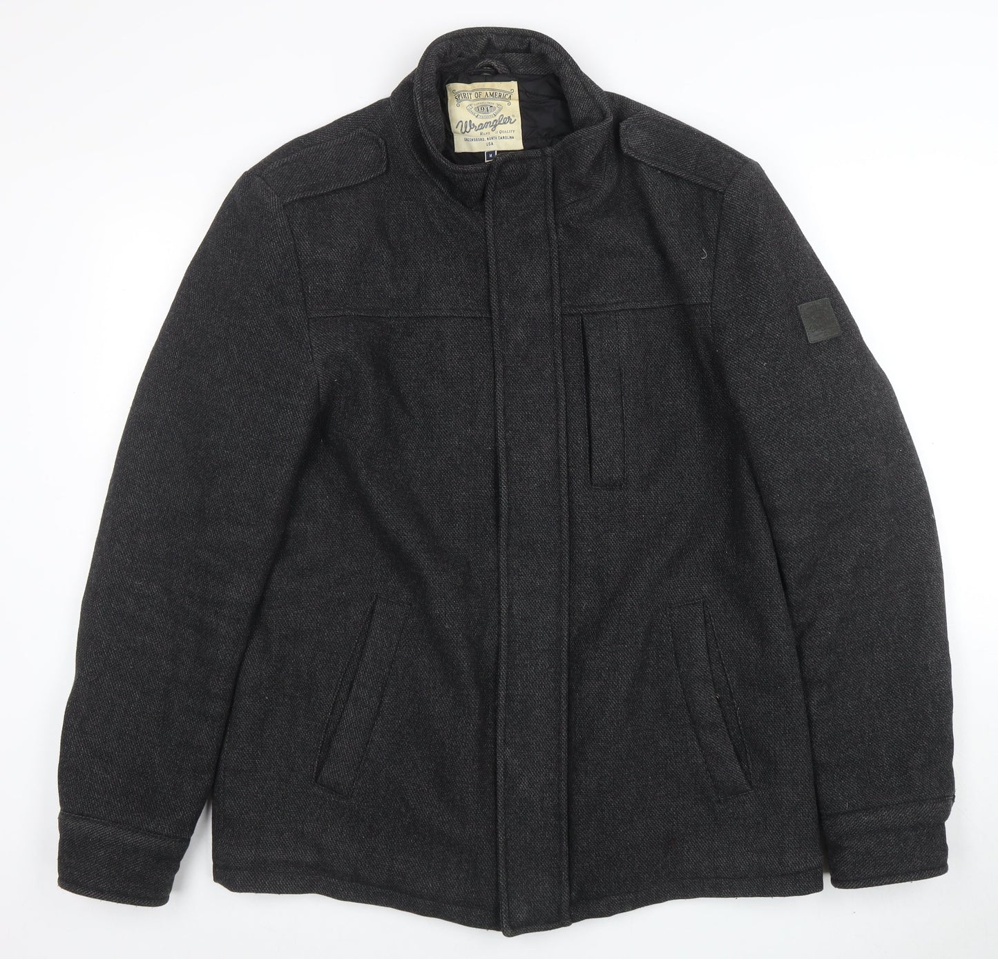 Wrangler Men's Grey Wool Blend Jacket M Mid-Length Classic Style