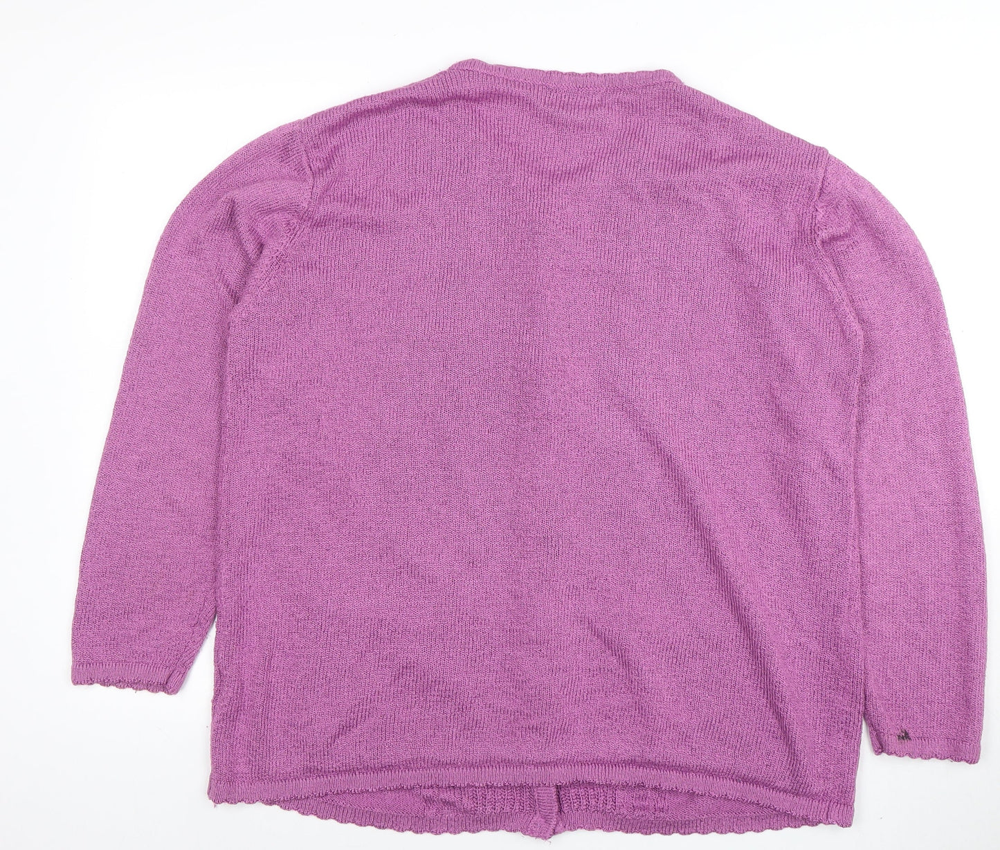 Casamia Women’s Purple Plus Size Knit Cardigan with Floral Embroidery