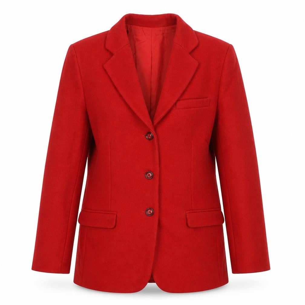 Alice Collins Women's Red Wool Blend Single-Breasted Blazer Size 12