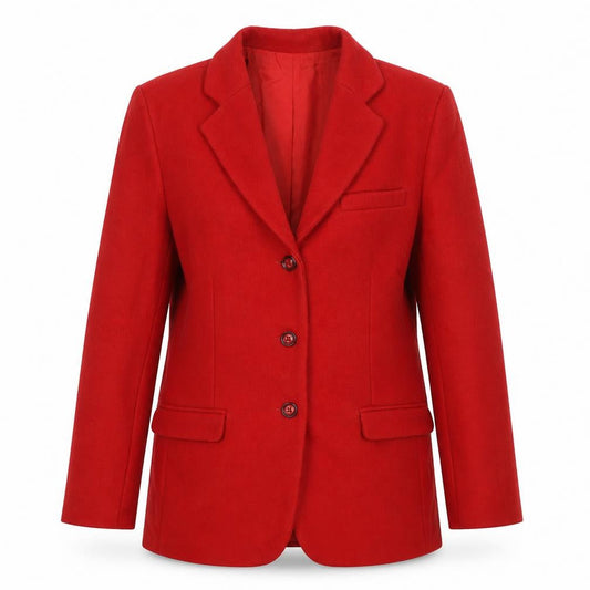 Alice Collins Women's Red Wool Blend Single-Breasted Blazer Size 12