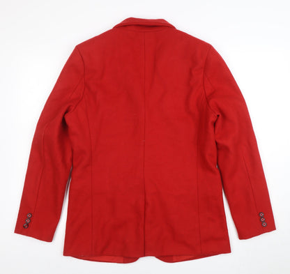 Alice Collins Women's Red Wool Blend Single-Breasted Blazer Size 12