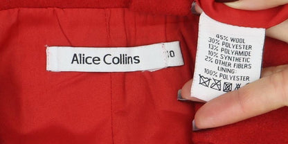 Alice Collins Women's Red Wool Blend Single-Breasted Blazer Size 12