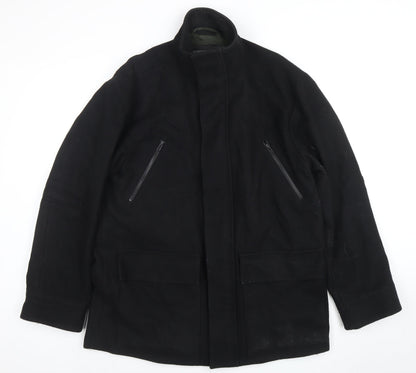 River Island Men's Black Wool Blend Mid-Length Coat M
