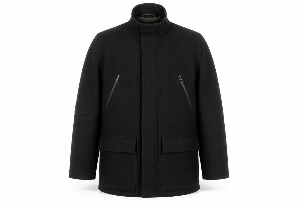 River Island Men's Black Wool Blend Mid-Length Coat M