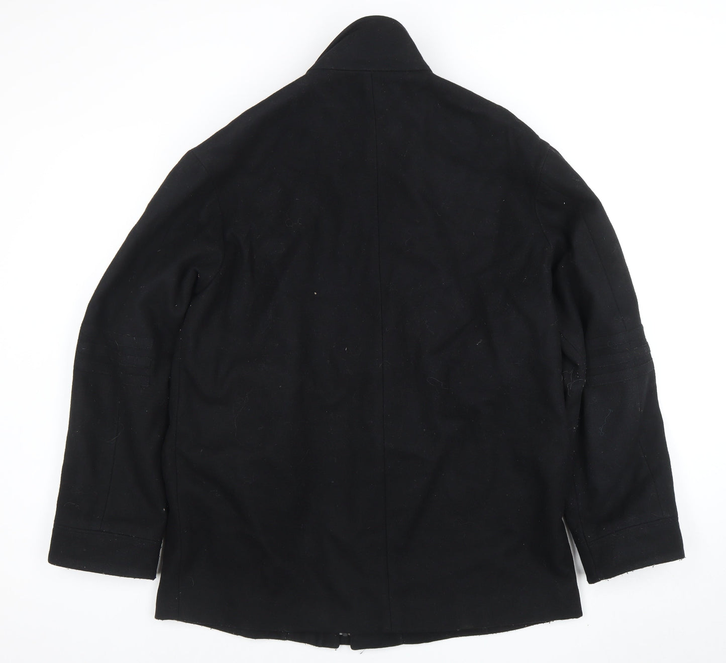 River Island Men's Black Wool Blend Mid-Length Coat M