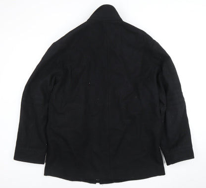 River Island Men's Black Wool Blend Mid-Length Coat M