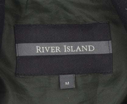 River Island Men's Black Wool Blend Mid-Length Coat M