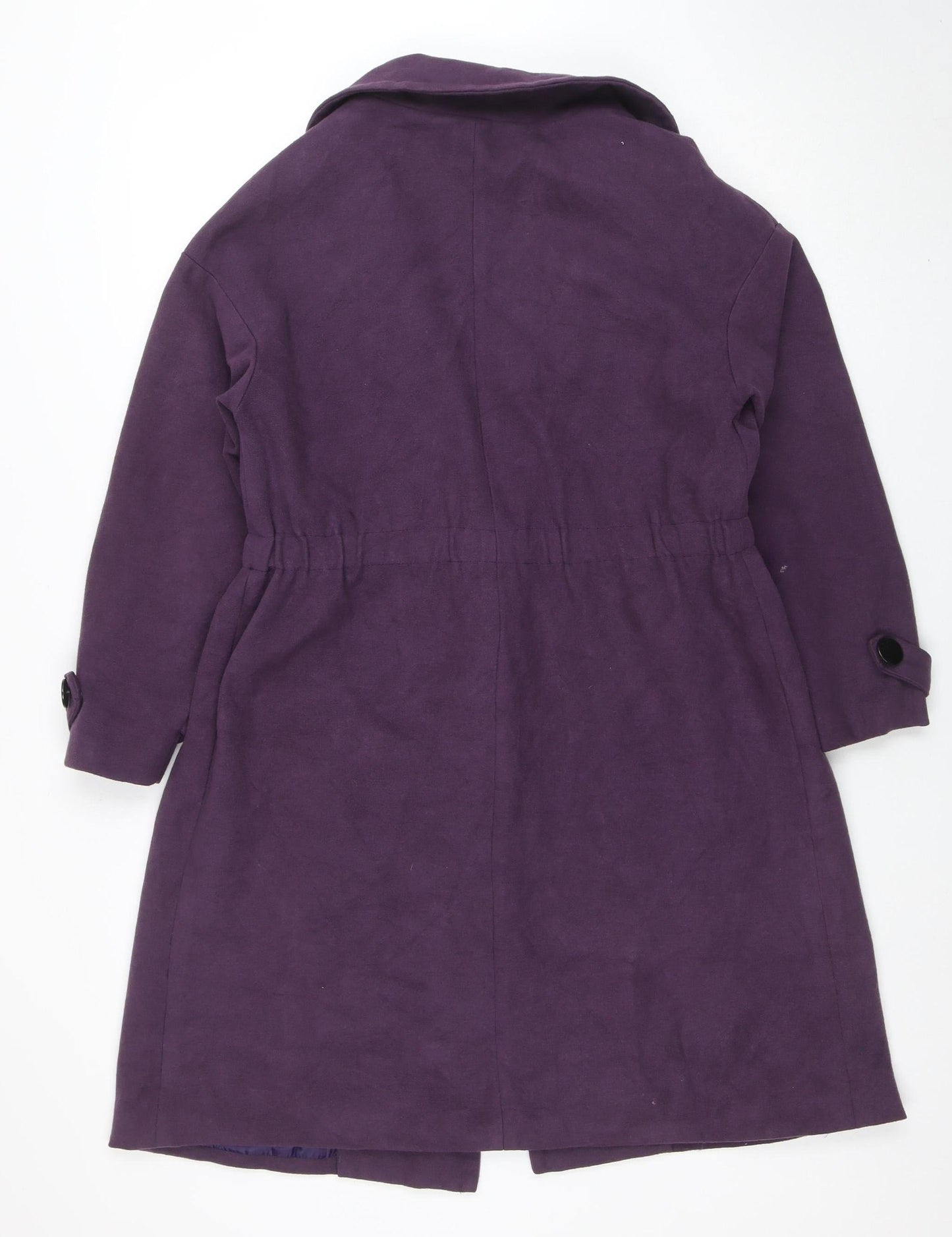 Leazie Women's Purple Cotton Blend Mid-Length Overcoat L