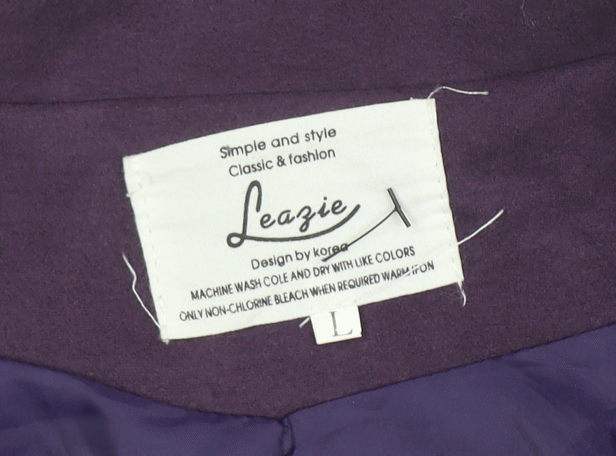 Leazie Women's Purple Cotton Blend Mid-Length Overcoat L