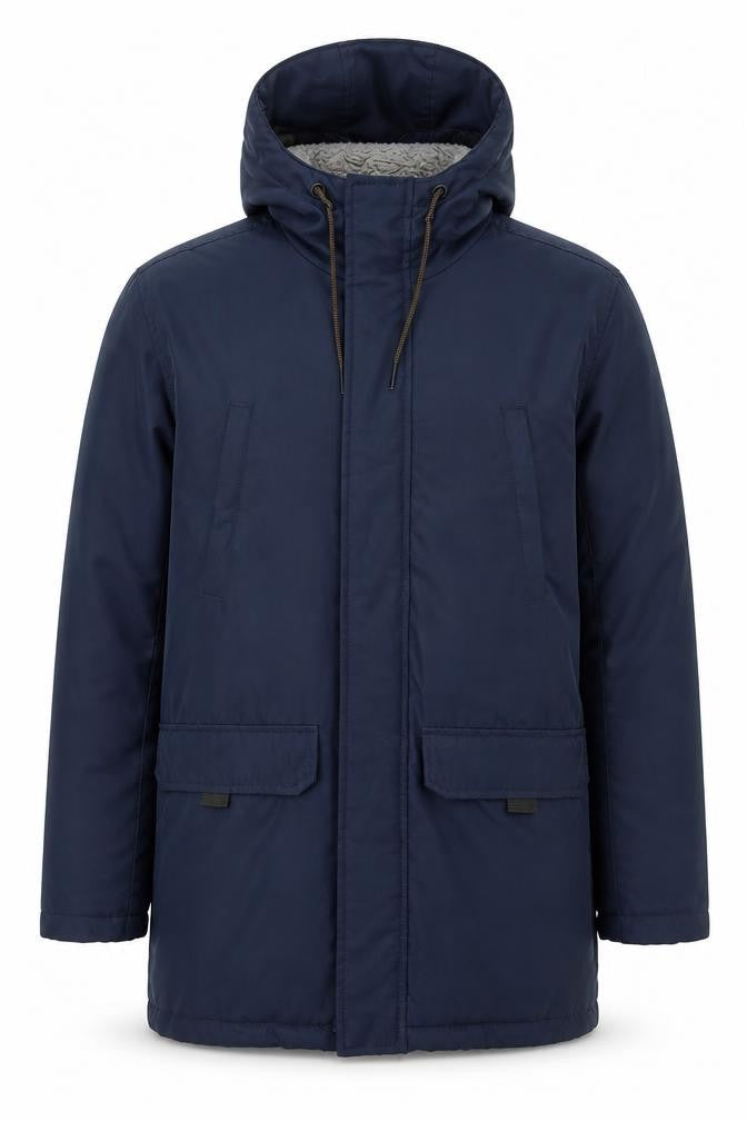 Avenue Men’s Blue Hooded Parka Jacket Size S Polyester Winter Coat