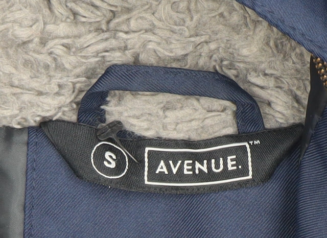 Avenue Men’s Blue Hooded Parka Jacket Size S Polyester Winter Coat