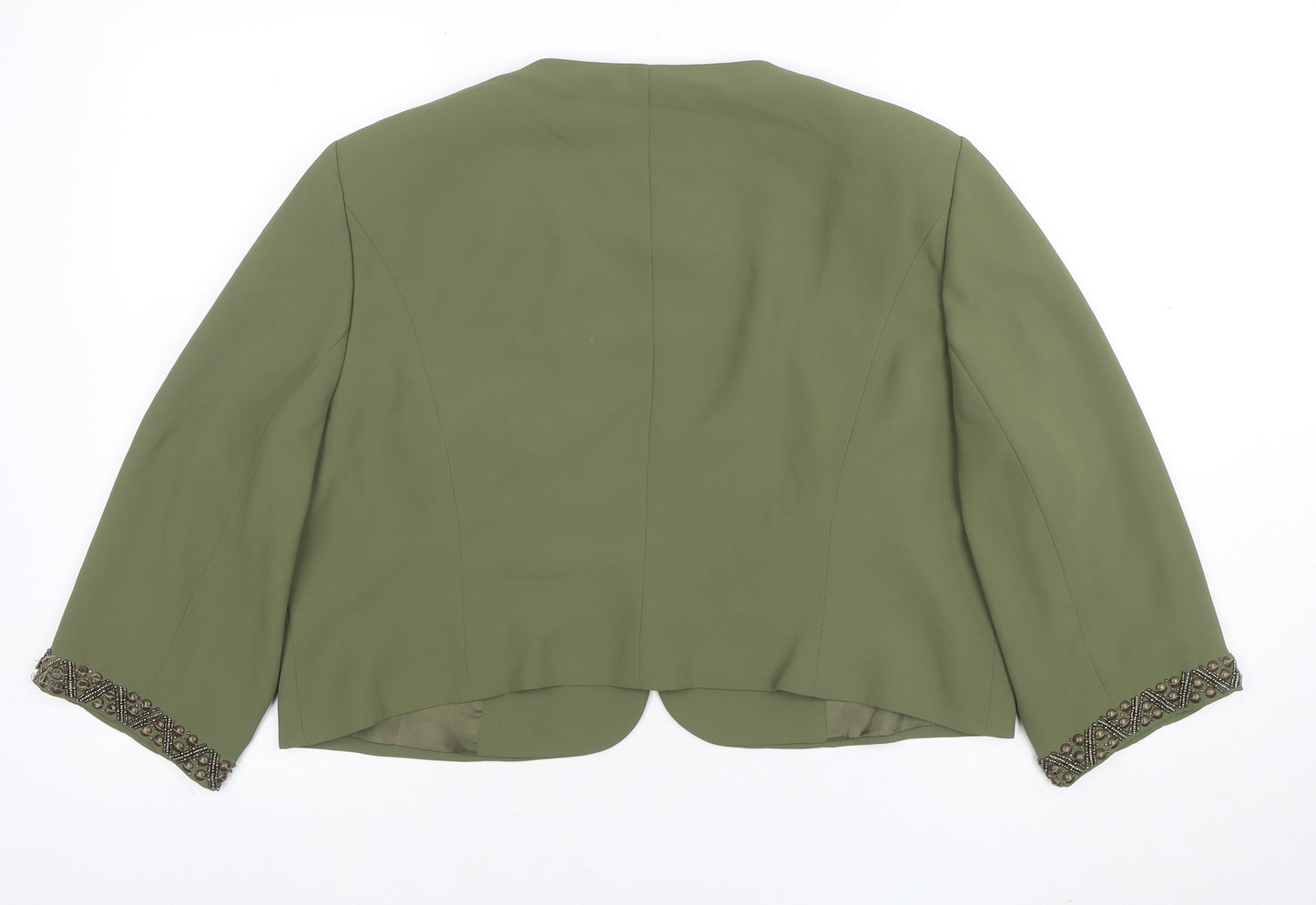 Jacques Vert Womens Green Size 20 Embellished Tuxedo Blazer