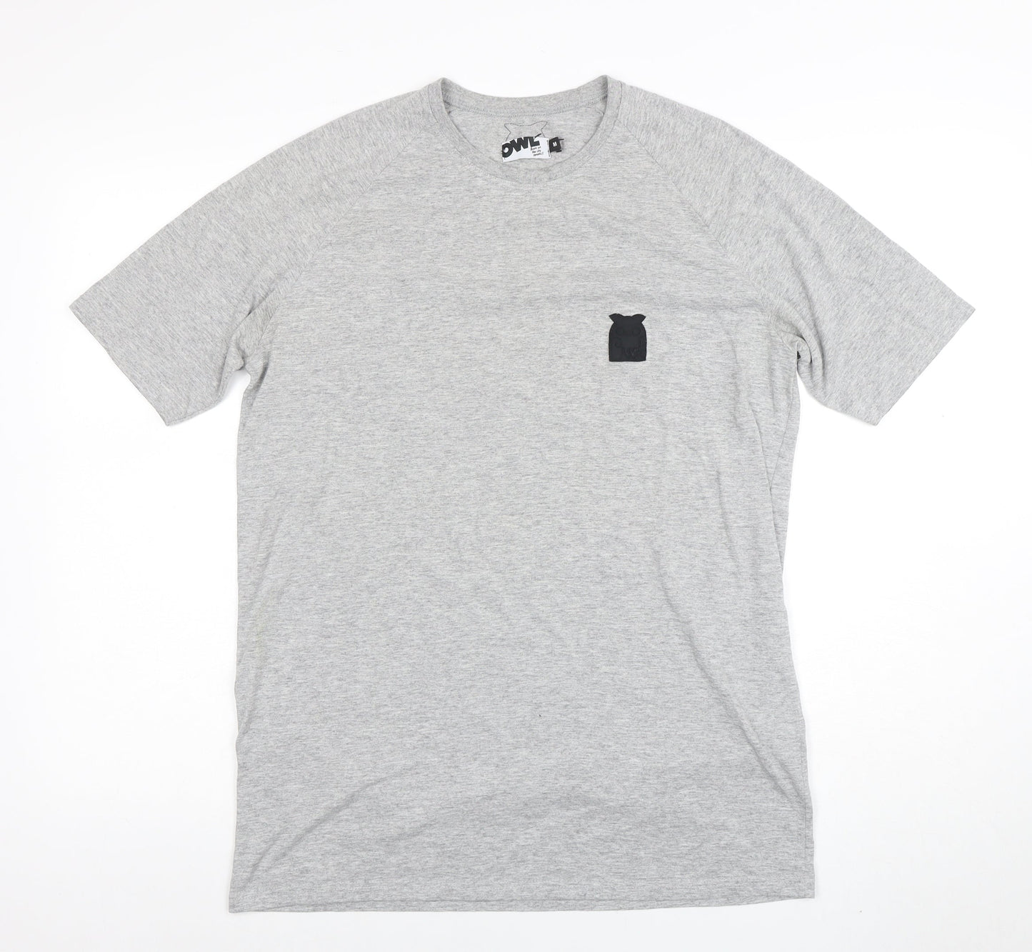 Owl Men's Grey Cotton Crew Neck Short Sleeve T-Shirt M