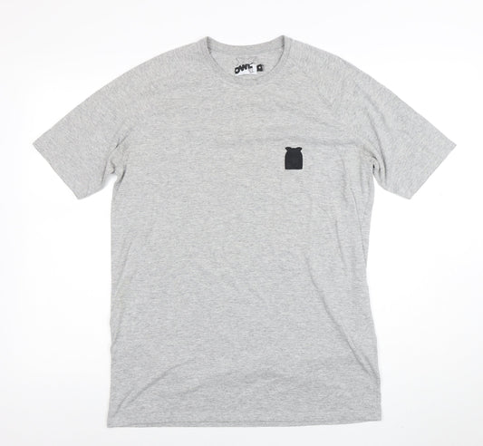 Owl Men's Grey Cotton Crew Neck Short Sleeve T-Shirt M