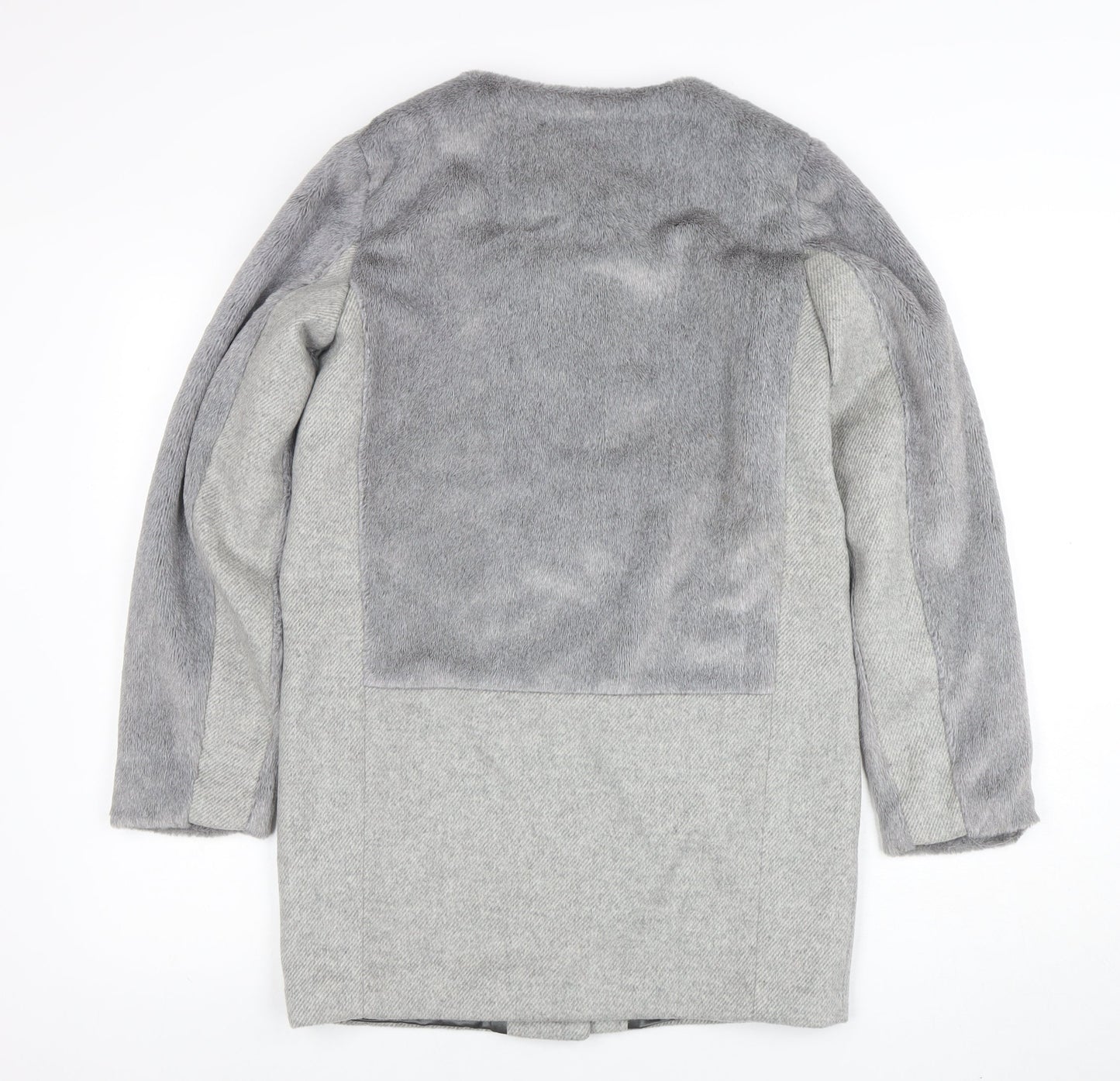 Next Girls Grey Wool Blend Zip Pocket Lined Mid-Length Coat 14 Years