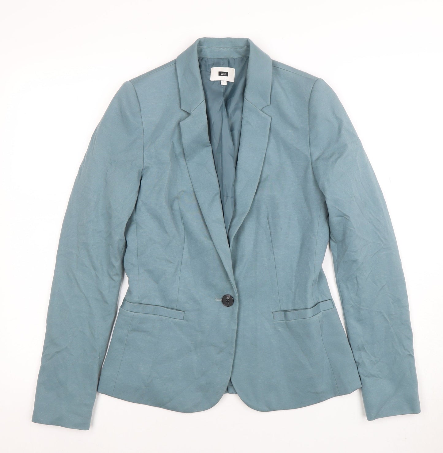 WE Women Blue Single-Breasted Blazer Jacket Size S Fitted Style