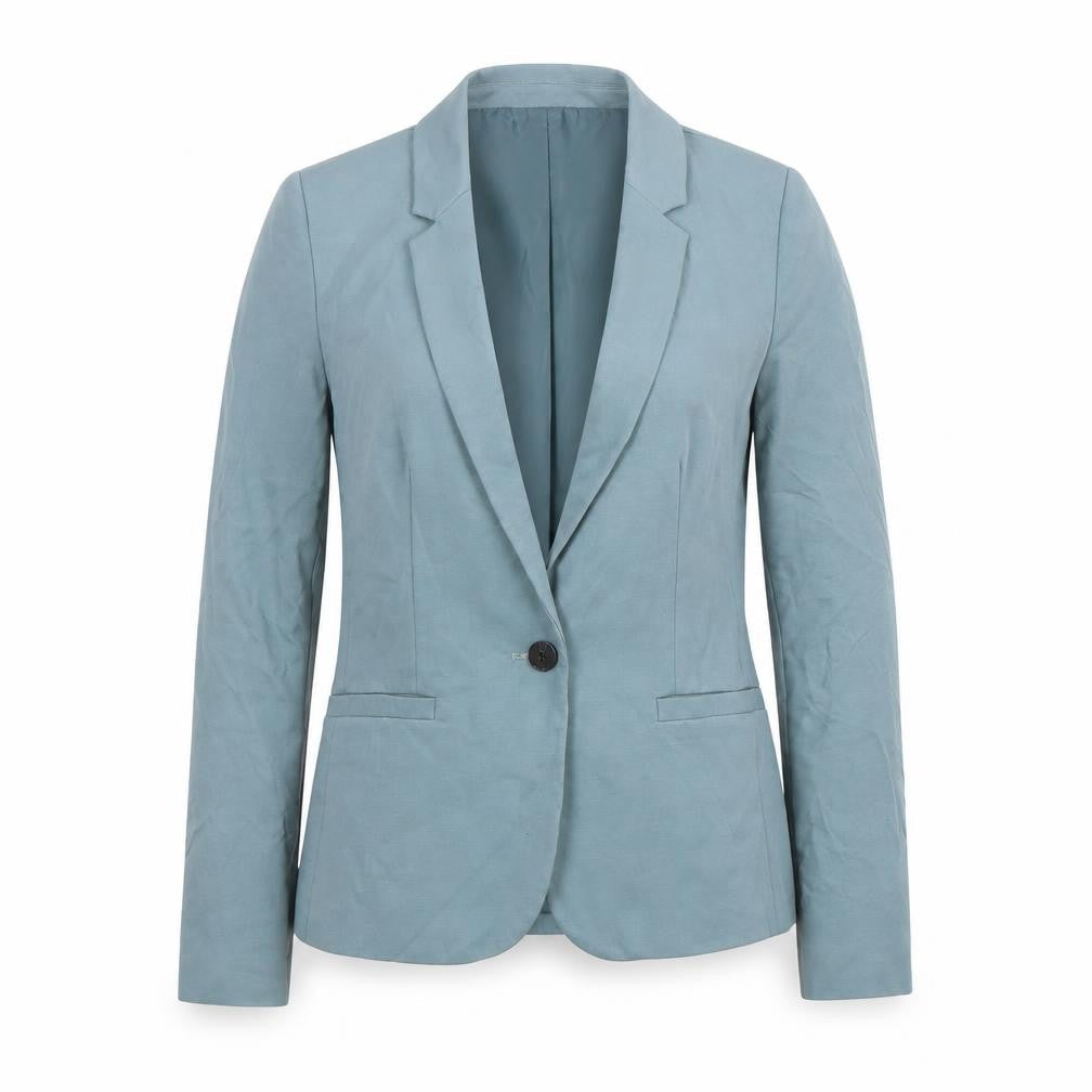 WE Women Blue Single-Breasted Blazer Jacket Size S Fitted Style
