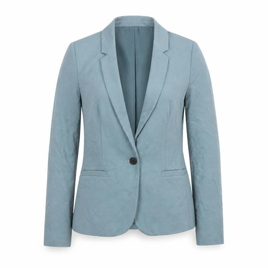 WE Women Blue Single-Breasted Blazer Jacket Size S Fitted Style