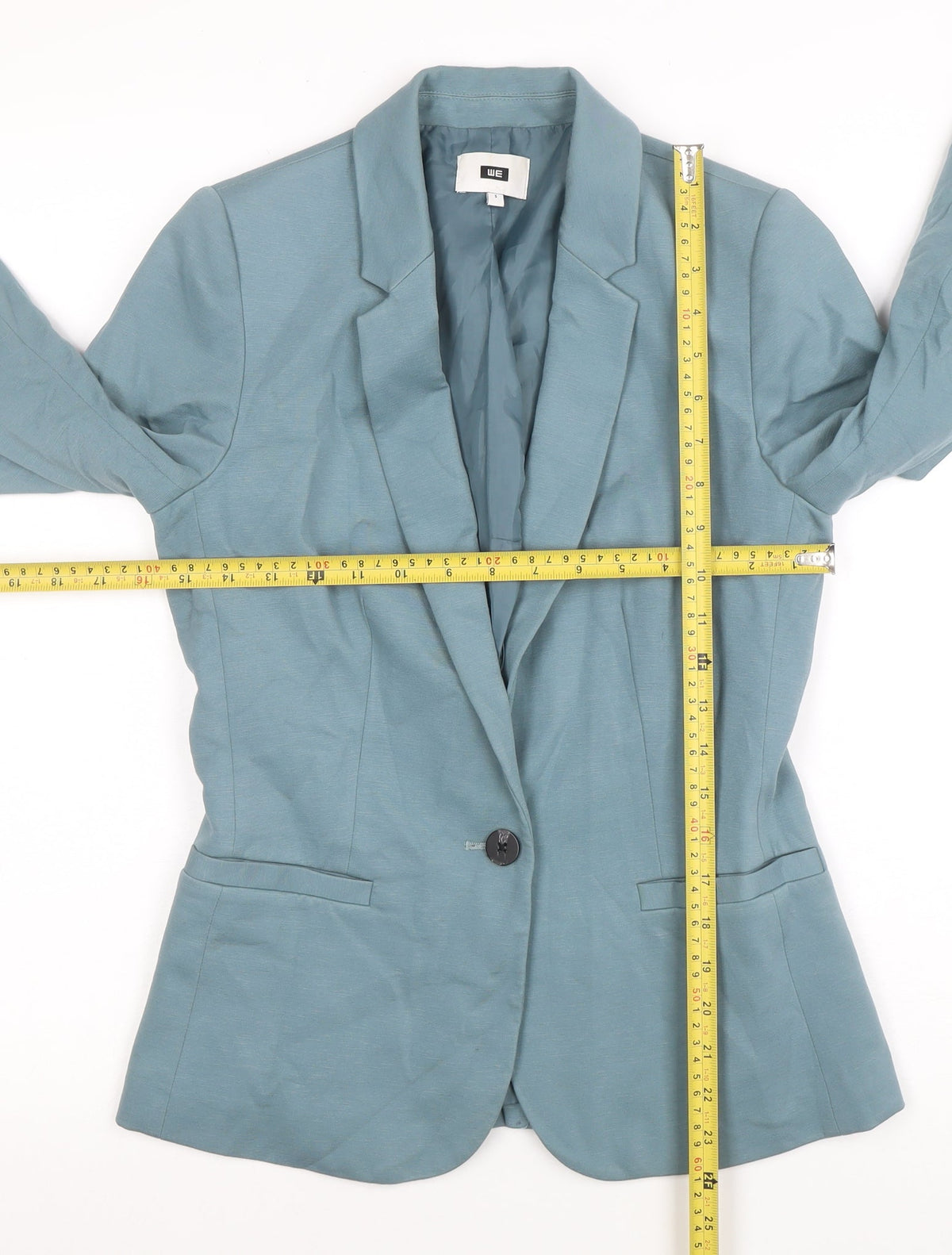 WE Women Blue Single-Breasted Blazer Jacket Size S Fitted Style