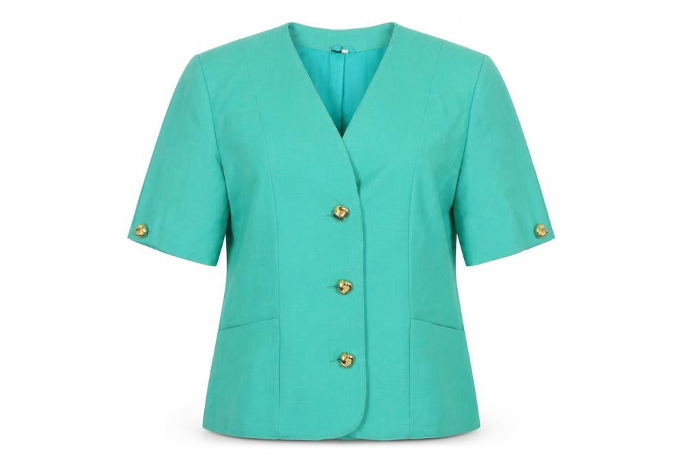 First Avenue Womens Green Short Sleeve Suit Jacket Size 14