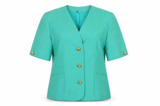 First Avenue Womens Green Short Sleeve Suit Jacket Size 14