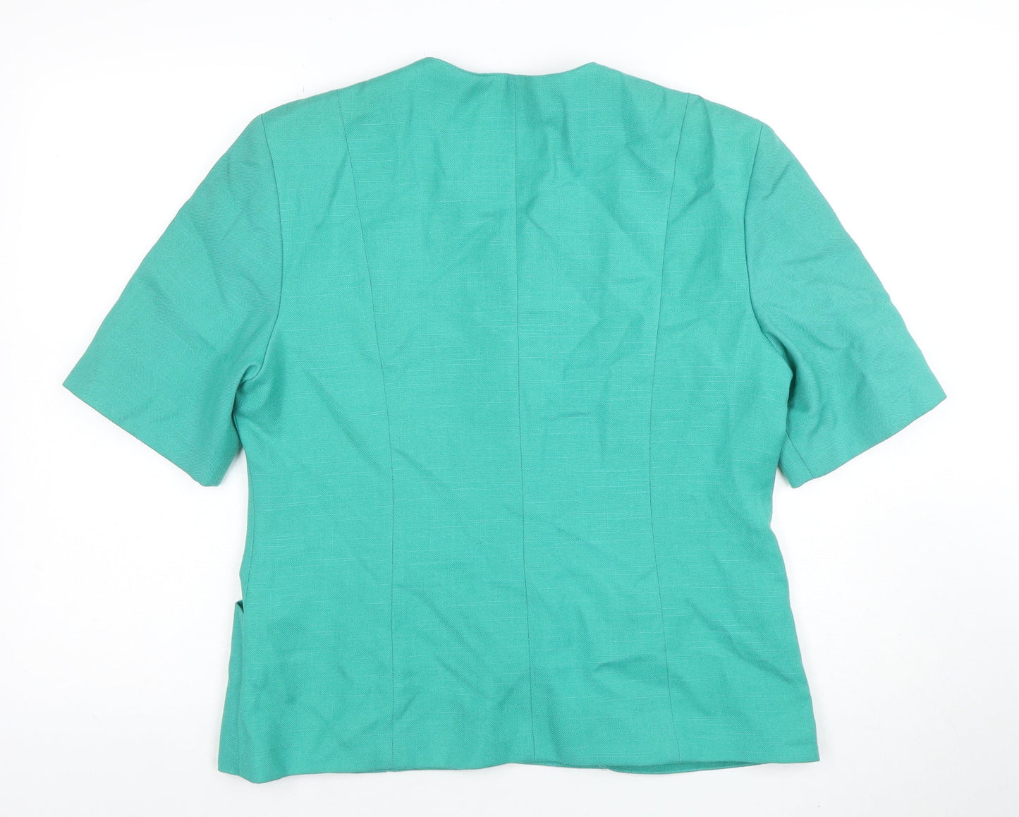 First Avenue Womens Green Short Sleeve Suit Jacket Size 14