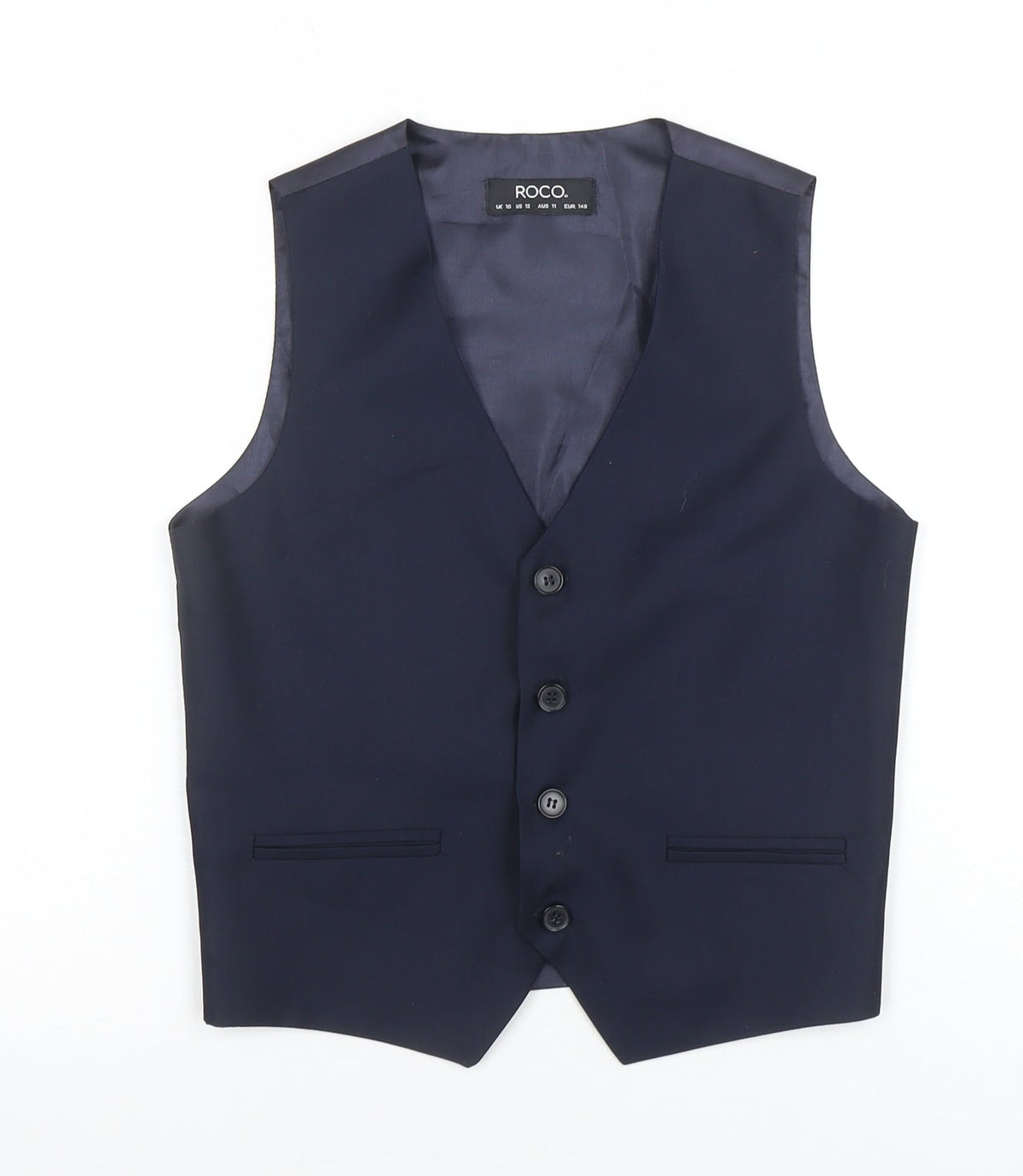ROCO Teens Navy Blue Tuxedo Suit Waistcoat Size 12 Formal Lined