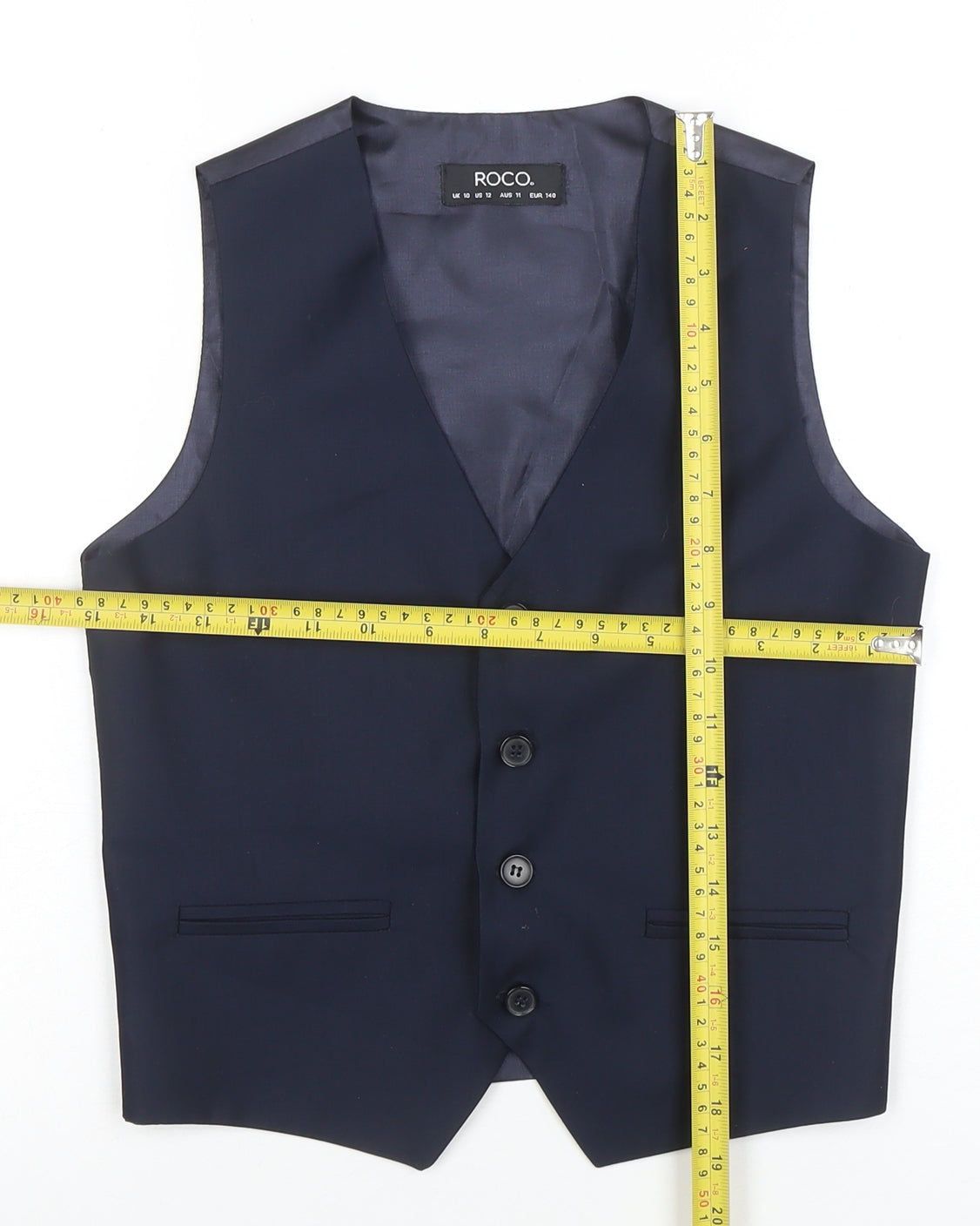 ROCO Teens Navy Blue Tuxedo Suit Waistcoat Size 12 Formal Lined